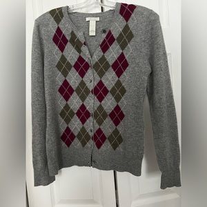 Tweeds Gray Argyle 2 Ply Cashmere Sweater Size Small